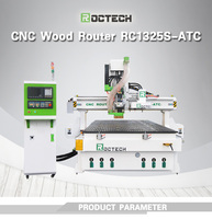 Máquina de grabado CNC ROCTECH para madera, uso doméstico, un solo husillo, cambio automático de herramienta, motor servo de empuje automático, PLC, 380V, 3 años de garantía