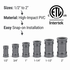 Raccord non métallique homologué ETL CETL, raccord à clipser ENT, de 1/2 à 2 pouces, tube PVC Smurf, tube électrique, raccords ENT pour tuyau ENT - Product Image 3