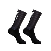 Chaussettes de cyclisme antidérapantes en silicone pour hommes avec logo personnalisé, ligne blanche, chaussettes de sport pour la course à pied