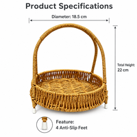 Panier en rotin synthétique tissé à la main avec poignée, pieds antidérapants pour servir les fruits et ranger sur la table