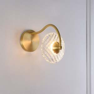 Nordique moderne minimaliste cuivre applique salon luxe fond mur allée lampe LED verre corps <span class=keywords><strong>Auto</strong></span> couleur chambre décor - Product Image 1