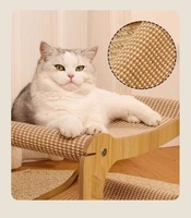Hamac en bois semi-fermé à double couche pour chat Planche à gratter intégrée Bois chaud Sisal Fond supérieur Lavable Meubles pour animaux de compagnie