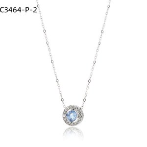 Collar con Colgante Amy Amy, Plata 925, Circonita Redonda de Corte Brillante, Bañado en Rodio, Cadena de Serpiente, Estilo Clásico, Joyería para Mujer - Product Image 4