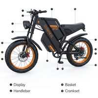 Vélo électrique à gros pneus GT20, moteur sans balais 48V 1500W, 20 pouces, 7 vitesses, frein à disque hydraulique, autonomie de plus de 50 miles, entrepôt Pologne, livraison 3-7 jours