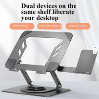 360 °   Support d'ordinateur portable rotatif avec support de téléphone, support ergonomique réglable en acier au carbone pour bureau de jeu, MacBook, ordinateur portable, OEM, ODM