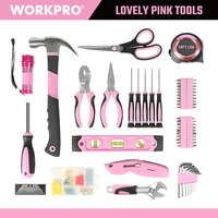 Ensemble d'outils pour la maison WORKPRO 106 pièces, rose, pour femmes, avec sac de rangement