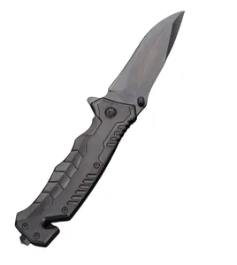 Hot Sale Black Aluminum Handle Survival Knife With Glass Breaker For Outdoor Hunting