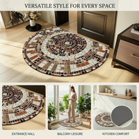 Tapis de porte demi-cercle en mosaïque personnalisable en polyester écologique, antidérapant, durable, anti-poussière et facile à nettoyer pour hall d'entrée