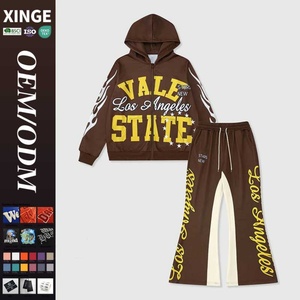 Conjunto Deportivo Casual Americano, Personalizado, con Estampado Digital, Pantalones Anchos y Sudadera con Cremallera para Hombre - Product Image 1