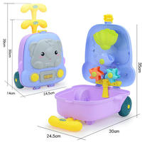 Ensemble de jouets de plage et de sable d'été 8 pièces pour l'extérieur, valise à roulettes animaux de dessin animé, ensemble de jouets pour enfants pour le sable et l'eau