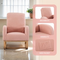 Fauteuil à bascule moderne à dossier haut, rembourré, confortable, avec pieds en bois d'hévéa, pour chambre à coucher ou chambre d'enfant