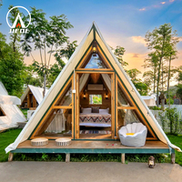 Tente de camping de luxe à cadre en A imperméable de style campagne en triangle extérieur
