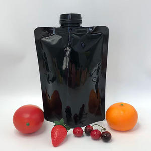 Emballage noir brillant personnalisé sac en plastique PE pochette debout avec grand bec pour jus boisson boisson liquide - Product Image 4