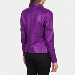 Veste en cuir de mouton 100% haute qualité pour femme, col montant, manches longues, fermeture éclair, disponible en différentes couleurs - Product Image 3