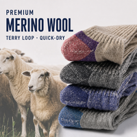 Chaussettes d'hiver épaisses en laine mérinos, thermiques, chaudes, pour la randonnée, la course à pied, le travail, avec soutien de la voûte plantaire, compression renforcée, évacuation de l'humidité