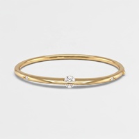 Bracelet jonc flottant en argent sterling 925 plaqué or 18 carats avec zirconiums cubiques