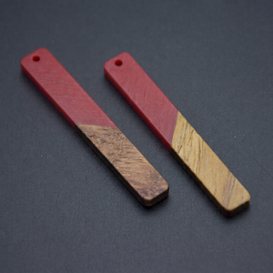 MN EXPORTS Geometric Wood <b>Drop</b> Pendant Earrings Red & Natural Tone Vintage Style Unisex Party Islamic Jewelry - Product Image 1