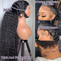 Perruques Top Hair 360 sans colle, invisibles, à sangle réglable, lisses, avec dentelle transparente et cordon de serrage