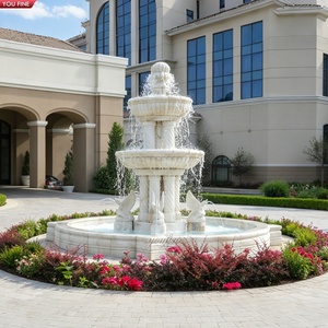 YOUFINE Statue de Sirène en Marbre Blanc Sculptée à la Main, Fontaine d'Eau à un Niveau pour Jardin, Villa, Décoration Paysagère - Product Image 3