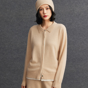 Cárdigan con Cuello Polo para <span class=keywords><strong>Mujer</strong></span>, Mezcla de Lana de Cachemira Suave, Informal para Otoño e Invierno, Top de Oficina - Product Image 5