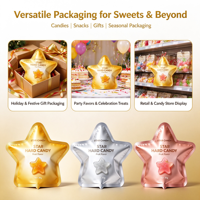 Pochette personnalisée de forme spéciale pour bonbons durs en forme d'étoile, découpée sur mesure, haute barrière, qualité alimentaire, impression personnalisée, saveur fruitée, 30g, sans BPA