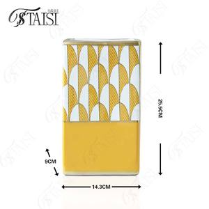 V275 Juego <span class=keywords><strong>de</strong></span> jarrones <span class=keywords><strong>de</strong></span> libros <span class=keywords><strong>de</strong></span> cerámica china amarilla Diseño Art Deco para decoración <span class=keywords><strong>de</strong></span> flores <span class=keywords><strong>de</strong></span> mesa moderna o antigua - Product Image 5