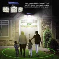 3 lampes solaires à têtes réglables avec panneau solaire séparé, applique murale solaire, lumière d'extérieur à détection de mouvement pour cour
