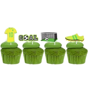 Set di 8 Topper per Cupcake a Tema Sportivo, Pallone da Calcio, Guanti, Trofeo, Decorazioni per Feste di Compleanno, Accessori per Giornate di Calcio - Product Image 2