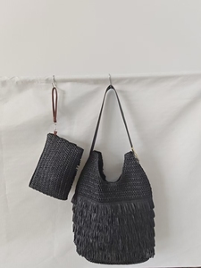 Sac hobo <span class=keywords><strong>en</strong></span> <span class=keywords><strong>paille</strong></span> tressée style bohème d'été avec <span class=keywords><strong>pochette</strong></span> zippée assortie, sac à bandoulière quotidien pour femme - Product Image 2