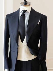 Costume de smoking de soirée pour <span class=keywords><strong>homme</strong></span> sur mesure haut de gamme, queue longue, costume de cérémonie pour <span class=keywords><strong>homme</strong></span> 100% laine, costume sur mesure, veste à queue de pie - Product Image 6
