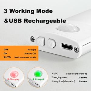 Lampes LED pour armoire de cuisine avec détecteur de mouvement, rechargeables, sans fil, pour meubles, placards, couloirs, alimentées par batterie - Product Image 2