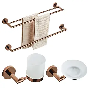 Toallero de oro rosa de acero inoxidable para baño, toallero de baño, estante de almacenamiento para baño, colgante de hardware de baño, venta al por mayor de fábrica