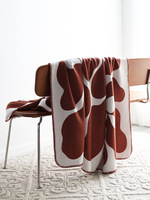 Mignon Vache Jacquard Raschel Couverture Couette Légère avec Belles Feuilles Tricotées Jeté pour Lit ou Canapé Tacheté Conception