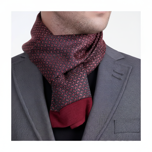 Exve Exclusive <b>Red</b> Burgundy Square Pattern Wool Knitted Double-Sided <b>Scarf</b> Model AE3498 - Product Image 2