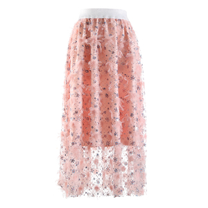 <span class=keywords><strong>Jupe</strong></span> <span class=keywords><strong>tutu</strong></span> en mousseline de soie à deux couches, couleur unie, princesse, à paillettes, longueur au sol, motif floral, dentelle douce, coupe en A, fabrication naturelle - Product Image 2