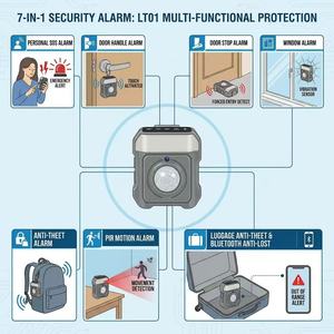 Alarma <span class=keywords><strong>de</strong></span> Seguridad para Acampar al Aire Libre, Alarma para Cerradura <span class=keywords><strong>de</strong></span> Puerta <span class=keywords><strong>de</strong></span> <span class=keywords><strong>Hotel</strong></span>, Dispositivo <span class=keywords><strong>de</strong></span> Seguridad Portátil para Viajes - Product Image 6