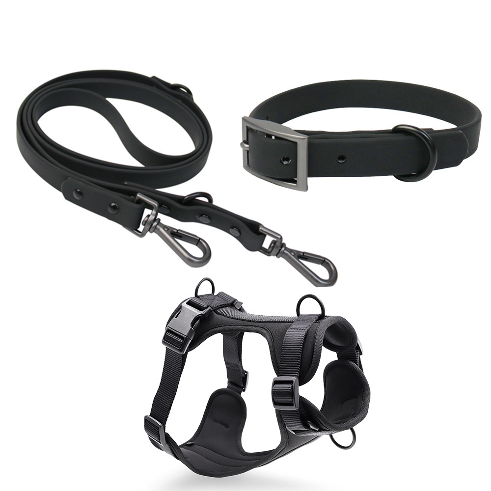 Nieuwe Collectie Pvc Gecoat Nylon Halsband En Riem Met Zinklegering Gespen Huisdier Lood