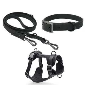 New Arrival PVC Coated Nylon Dog Collar and Leash with Zinc Alloy Buckles Pet Lead