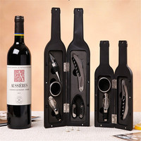 Ensemble cadeau d'accessoires pour le vin BST Wholesale, tire-bouchon en métal moderne en forme de bouteille, 5 en 1, rouge