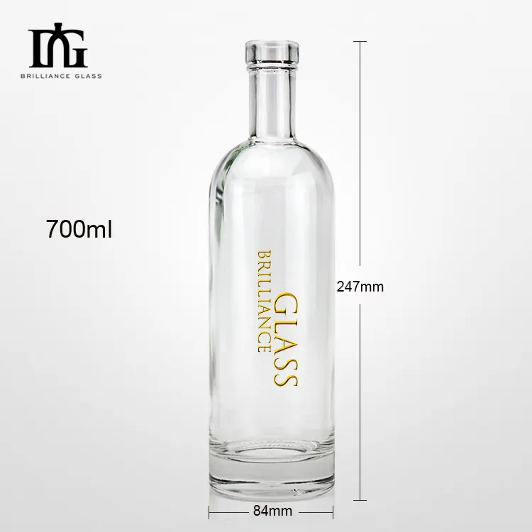 Garrafa de vidro vazia com cortiça para vodka Gin Whiskey Licor 500ml 750ml por atacado