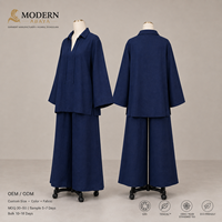 Ensemble deux pièces modeste col en V pull ample bleu marine pantalon large décontracté tenue coordonnée personnalisée OEM ODM