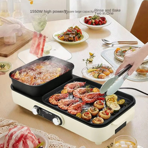 All-in-One Smokeless <b>Electric</b> <b>BBQ</b> Hot Pot Grill Korean Style Table Barbecue Pan Non-stick Mechanical Control - Product Image 3