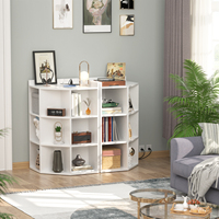 Meuble d'angle multifonction moderne avec ports USB et prises, étagère en bois pour jouets et livres, idéal pour petits espaces, 10 cubes, pour école et salle de jeux