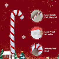 Canne à sucre gonflable de Noël de 115 cm en PVC, décoration de fête de Noël, accessoire et jouet de Noël, canne à sucre de Noël