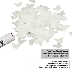 Custom Handheld Butterflies Party White Compressed Air Wholesale New Paper Poppers Biodegradable Confetti Cannon Wedding