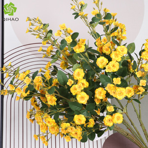 Fleur en soie QIHAO Annie Little Rose, blanc, rose, jaune, champagne, orange, rouge, pour mariage et décoration intérieure, haute simulation - Product Image 3