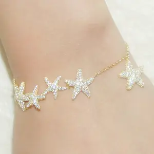 Bracelet de luxe en argent Sterling S925 pour femmes, bijoux en cristal diamant étoile de mer