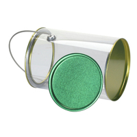 Boîte cylindrique en plastique PET de qualité alimentaire avec poignée portable, pour emballage cadeau, biscuits, ou comme boîte métallique en plastique