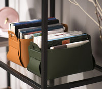 Porte-organisateur de cosmétiques en cuir PU panier décoratif pliable petit bac de rangement étagère organisateur de bureau plateaux