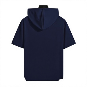 Men's Blue Regular Fit O-Neck T-Shirt Short Sleeve Knitted Eco-Friendly Raglan Sleeve 100% Cotton Casual Solid 240g Silk Screen - Product Image 2